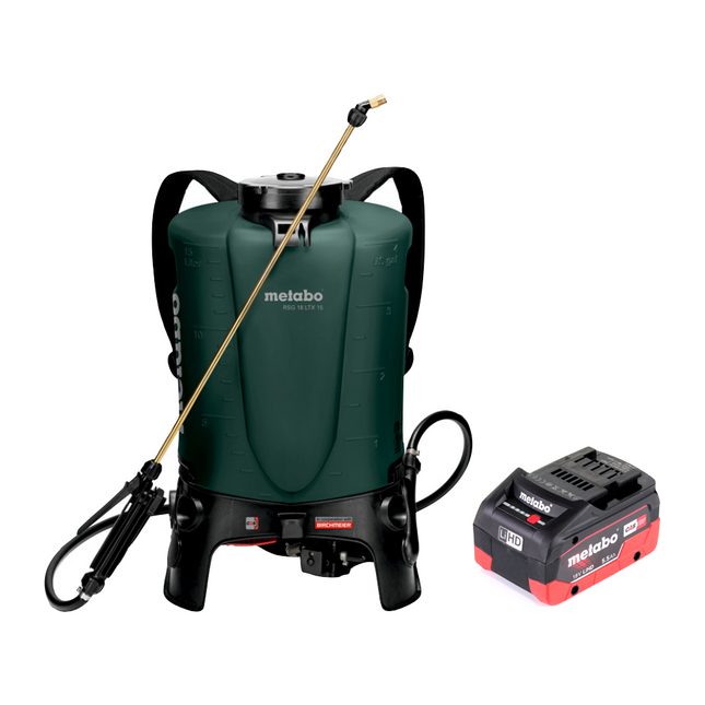 Metabo RSG 18 LTX 15 Akku Rückensprühgerät 18 V 15 L 3,0 Bar + 1x Akku 5,5 Ah - ohne Ladegerät