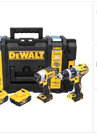 DeWalt DCK 266 P2T Akku Kombopack 18 V DCD 796 Schlagbohrschrauber + DCF 887 Schlagschauber + 2x Akku 5,0 Ah + Ladegerät + TSTAK