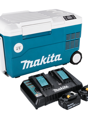 Makita DCW 180 PG Glacière et réchaud à compresseur sans fil 36 V ( 2x 18 V ) 20 L + 2x batterie 6,0 Ah + double chargeur