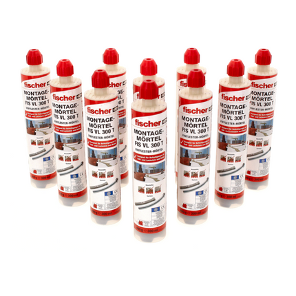 Fischer Montage Mörtel FIS VL 300 T Vinylester 2K Mörtel ( 558724 ) + 10x Kartuschen + 20x Statikmischer + Handwerkerkoffer HWK K