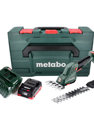 Cisaille à gazon et arbustes sans fil Metabo SGS 18 LTX Q 18 V + 1x batterie 4,0 Ah + chargeur + métaBOX