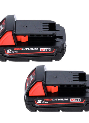 Milwaukee M18 B2 Akku Set 18 V 2x 2,0 Ah / 2000 mAh RED Li-Ion ( 2x 4932430062 )