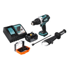 Makita DHP 458 RF1 Perceuse-visseuse à percussion sans fil 18 V 91 Nm + 1x Batterie 3,0 Ah + Chargeur + Jeu d'embouts - 44 pièces