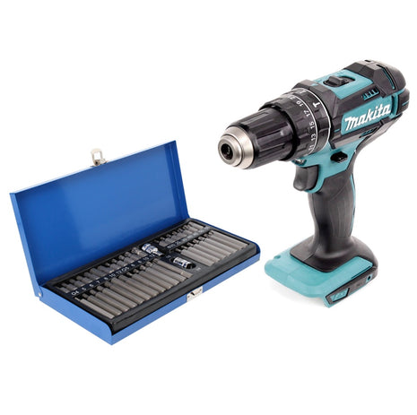 Makita DHP 482 Z Perceuse-visseuse à percussion sans fil 18 V 62 Nm + Jeu d'embouts 40 pièces - sans batterie, sans chargeur