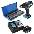 Makita DHP 485 RF1 Perceuse-visseuse à percussion sans fil 18 V 50 Nm Brushless + 1x Batterie 3,0 Ah + Chargeur + Jeu de 40 embouts