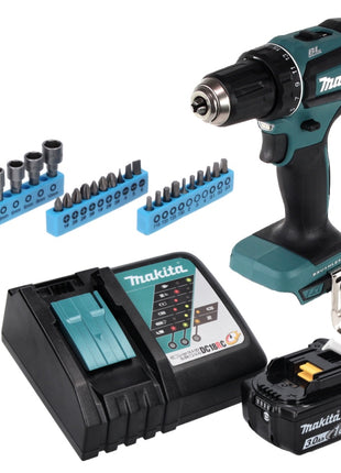 Makita DDF 485 RF1 perceuse-visseuse sans fil 18 V 50 Nm sans balais + 1 batterie 3,0 Ah + chargeur + jeu de 26 clés à douilles