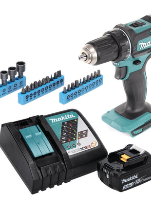 Makita DDF 482 RF1 perceuse-visseuse sans fil 18 V 62 Nm + 1 batterie 3,0 Ah + chargeur + jeu de 26 clés à douilles