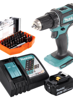 Makita DDF 482 RF1 perceuse-visseuse sans fil 18 V 62 Nm + 1x batterie 3,0 Ah + chargeur + jeu d'embouts 44 pièces