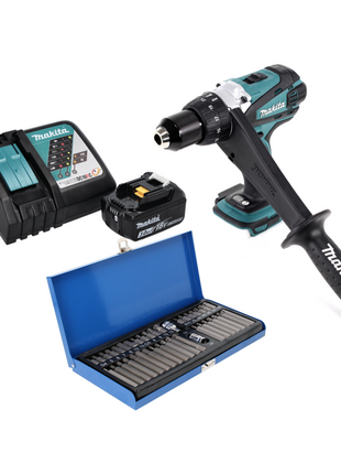 Makita DDF 458 RF1 perceuse-visseuse sans fil 18 V 91 Nm + 1x batterie 3,0 Ah + chargeur + jeu d'embouts 40 pièces