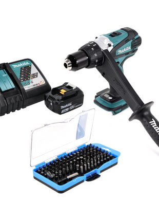 Makita DDF 458 RF1 perceuse-visseuse sans fil 18 V 91 Nm + 1x batterie 3,0 Ah + chargeur + jeu d'embouts 100 pièces