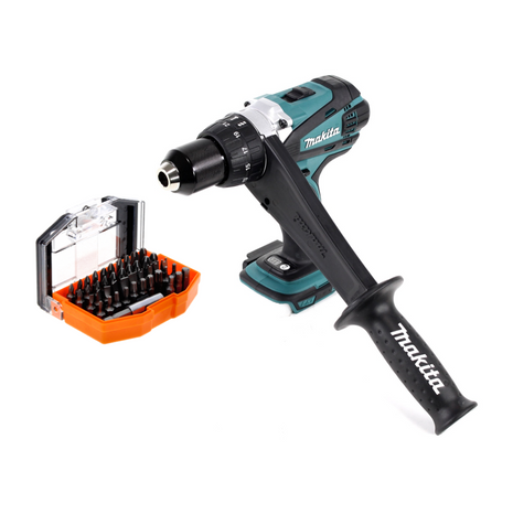 Taladro atornillador inalámbrico Makita DDF 458 Z 18 V 91 Nm + juego de puntas 44 piezas - sin batería, sin cargador