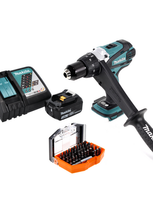 Makita DDF 458 RF1 perceuse-visseuse sans fil 18 V 91 Nm + 1x batterie 3,0 Ah + chargeur + jeu d'embouts 44 pièces