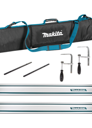 Rail de guidage Makita pour scies 1000 mm 2 pièces (2x 199140-0) + 2x connecteur de rail de guidage + 2x pinces à vis + sac de rail de guidage portable