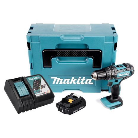 Makita DHP 482 RA1J trapano a percussione a batteria 18 V 62 Nm + 1x batteria ricaricabile 2,0 Ah + caricabatterie + Makpac