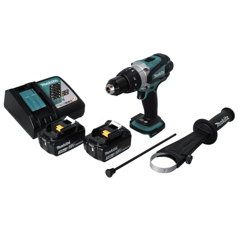 Makita DHP 458 RF 18 V 91 Nm Trapano a percussione a batteria + 2 batterie da 3,0 Ah + caricabatterie