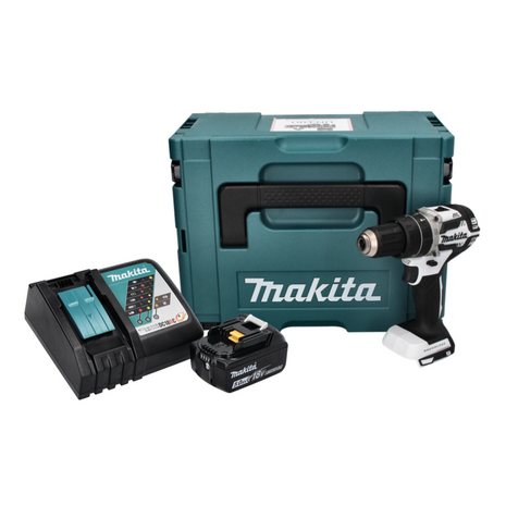 Makita DHP 484 RT1J W Akku Schlagbohrschrauber 18 V 54 Nm Brushless Weiß + 1x Akku 5,0 Ah + Ladegerät + Makpac