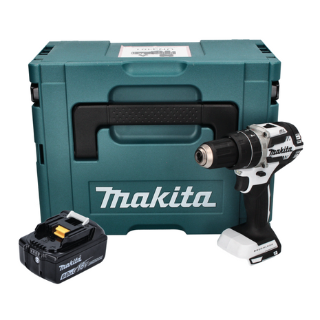 Makita DHP 484 G1J W Perceuse-visseuse à percussion sans fil 18 V 54 Nm brushless + 1x Batterie 6,0 Ah + Makpac - sans chargeur