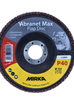 Mirka Abranet Max Flap Disc T29 Set 125 mm 22 mm ALOX 40 40 Stück ( 40x 8896700140 ) Fächerscheibe für Aluminium, Verbundstoffe, Lack - Toolbrothers