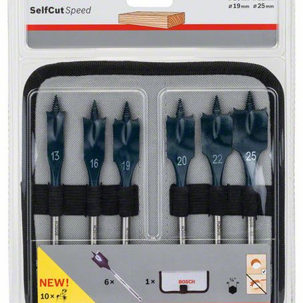 Bosch Zubehör Self Cut Flachfräsbohrerset 1/4" Sechskant, 6-teilig 13- 25mm in Tasche ( 2608595425 ) - Toolbrothers
