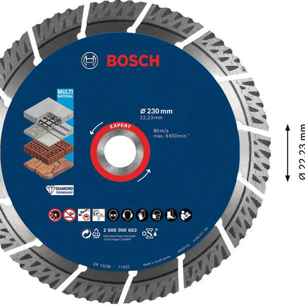 Bosch EXPERT MultiMaterial Diamant Trennscheibe 230 x 22,23 mm 1 Stk. ( 2608900663 ) Long Life - Toolbrothers