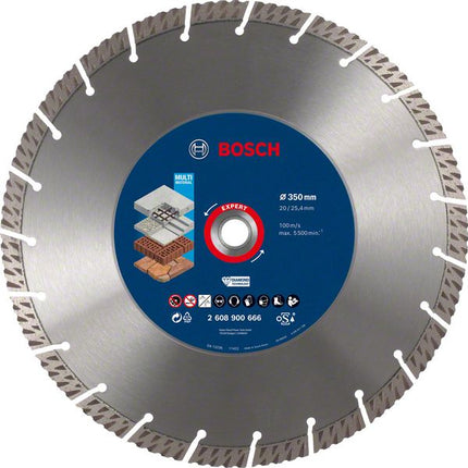 Bosch Expert MultiMaterial Diamant Trennscheibe 350 x 3,3 x 25,40 mm ( 2608900666 ) Diamond Technology für Tischsägen / Benzinsägen