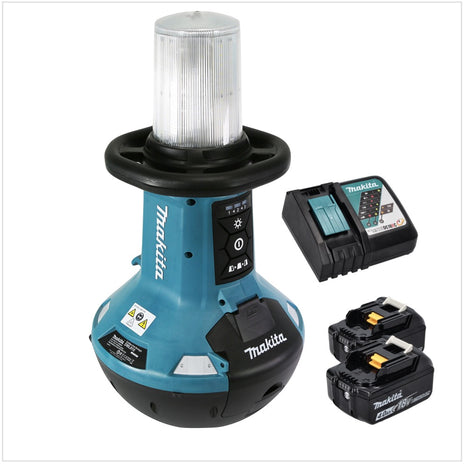 Makita DML 810 RM Akku LED Flächenlicht 18 / 36 V ( 2 x 18 V ) 5500 lm IP54 + 2x Akku 4,0 Ah + Ladegerät