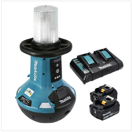 Makita DML 810 PM Akku LED Flächenlicht 18 / 36 V ( 2 x 18 V ) 5500 lm IP54 + 2x Akku 4,0 Ah + Doppelladegerät