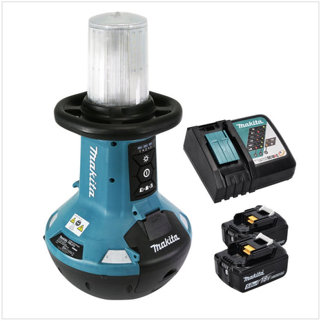 Makita DML 810 RT Eclaireur de surface avec avec LED 18/36 V (2 x 18 V) 5500 lm IP54 + 2x Batteries 5,0 Ah + Chargeur