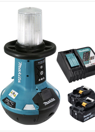 Makita DML 810 RG Akku LED Flächenlicht 18 / 36 V ( 2 x 18 V ) 5500 lm IP54 + 2x Akku 6,0 Ah + Ladegerät