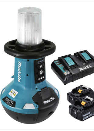 Makita DML 810 PG Akku LED Flächenlicht 18 / 36 V ( 2 x 18 V ) 5500 lm IP54 + 2x Akku 6,0 Ah + Doppelladegerät