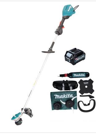 Makita UR 003 GD101 Akku Freischneider 40 V Brushless IPX4 + Akku 2,5 Ah + Schultergurt + Messerkopf + Fadenkopf + Schlagmesser + Tasche - ohne Ladegerät