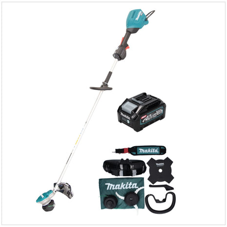 Makita UR 003 GM101 Akku Freischneider 40 V Brushless IPX4 + Akku 4,0 Ah + Schultergurt + Messerkopf + Fadenkopf + Schlagmesser + Tasche - ohne Ladegerät