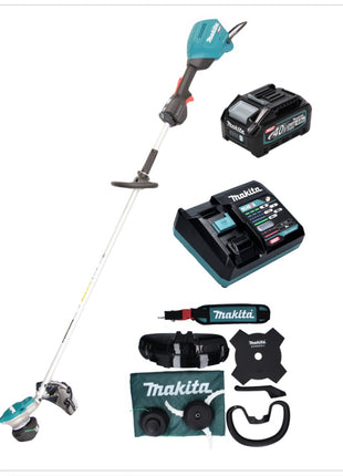 Makita UR 003 GM101 Akku Freischneider 40 V Brushless IPX4 + Akku 4,0 Ah + Ladegerät + Schultergurt + Messerkopf + Fadenkopf + Schlagmesser + Tasche