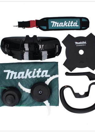 Makita UR 003 GM101 Akku Freischneider 40 V Brushless IPX4 + Akku 4,0 Ah + Ladegerät + Schultergurt + Messerkopf + Fadenkopf + Schlagmesser + Tasche