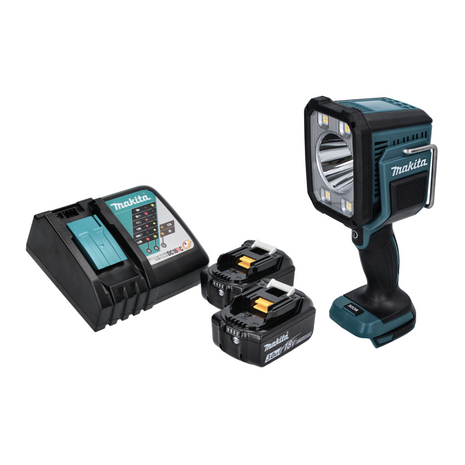 Makita DML 812 RF Torcia portatile LED a batteria 18 V 1250 lm + 2x batteria ricaricabile 3,0 Ah + caricatore