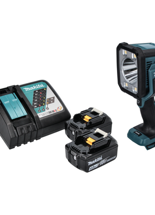 Makita DML 812 RM lampe de poche projecteur à main LED sur batterie 18 V 1250 lm + 2x batteries 4,0 Ah + chargeur