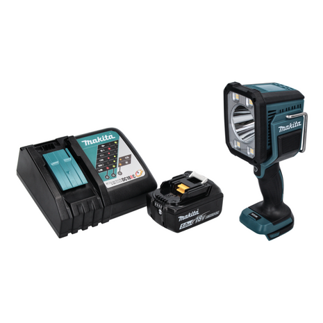 Makita DML 812 RT1 Torcia portatile a LED a batteria 18 V 1250 lm + 1x batteria ricaricabile 5,0 Ah + caricabatterie