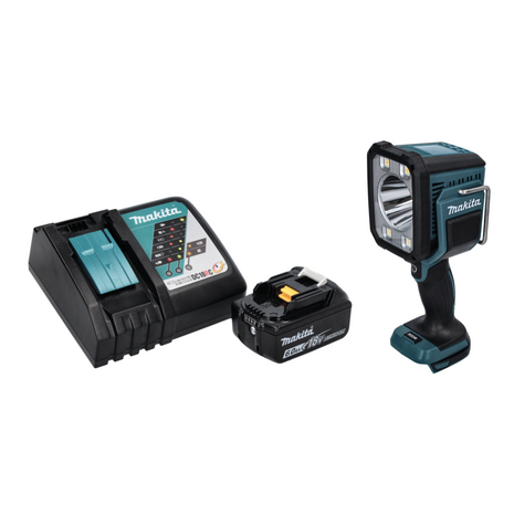 Makita DML 812 RG1 Torcia portatile a LED ricaricabile 18 V 1250 lm + 1x batteria ricaricabile 6,0 Ah + caricabatterie