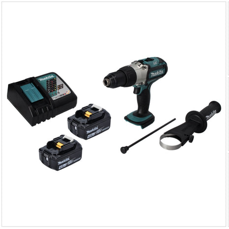 Taladro percutor inalámbrico Makita DHP 451 RM 18 V 80 Nm + 2 baterías 4,0 Ah + cargador