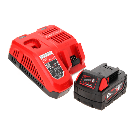 Milwaukee M18 NRG-601 Starter Set 1x Akku 18 V 6,0 Ah / 6000 mAh ( 4932451244 ) + M12-18 FC Schnell Ladegerät ( 4932451079 )