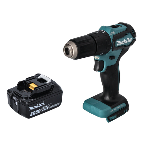 Makita DHP 483 T1 Akku Schlagbohrschrauber 18 V 40 Nm Brushless + 1x Akku 5,0 Ah - ohne Ladegerät