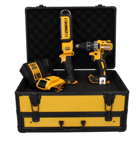 DeWalt DCD 791 P1 TX Akku Bohrschrauber 18 V 70 Nm Brushless + DCL 050 Akku Lampe 18 V + 1x Akku 5,0 Ah + Ladegerät + TX Koffer