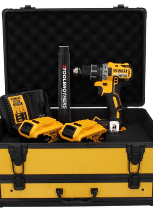 Perceuse-visseuse sans fil DeWalt DCD 791 P2 TX 18 V 70 Nm sans balais + 2x batteries 5,0 Ah + chargeur + mètre pliant + coffret TX