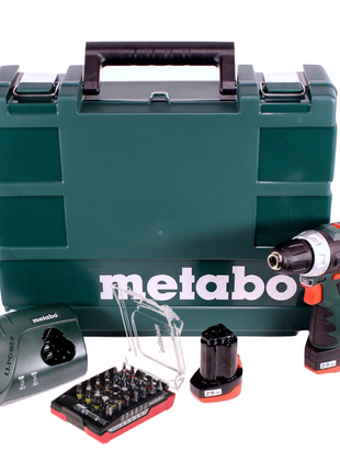 Metabo Power Maxx BS 10,8 Akku Bohrschrauber 10,8 V + 2x Akku 2,0 Ah + Ladegerät + 32 tlg. Bit Set + Koffer