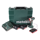 Taladro atornillador a batería Metabo BS 18 Quick 18 V 48 Nm + 2 baterías 2,0 Ah + cargador + juego de puntas 32 piezas + maletín