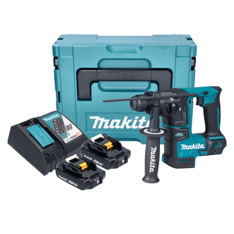 Taladro percutor a batería Makita DHR 171 RAJ 18 V 1,2 J SDS plus sin escobillas + 2x batería 2,0 Ah + cargador + Makpac