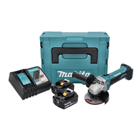 Smerigliatrice angolare a batteria Makita DGA 452 RGJ 18 V 115 mm + 2x batteria ricaricabile 6,0 Ah + caricabatterie + Makpac