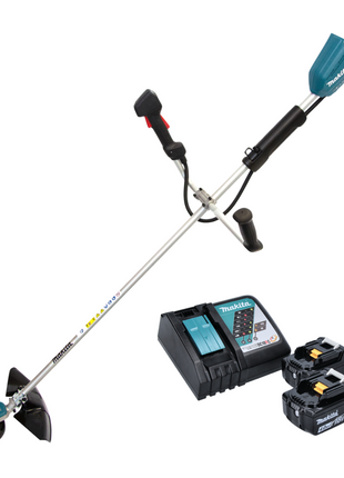 Desbrozadora de batería Makita DUR 368 ARM 36 V (2 x 18 V) dos mangos sin escobillas + 2x batería 4,0 Ah + cargador