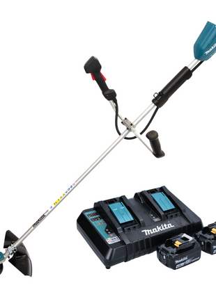 Desbrozadora de batería Makita DUR 368 APM 36 V (2 x 18 V) bimando sin escobillas + 2x batería 4,0 Ah + cargador