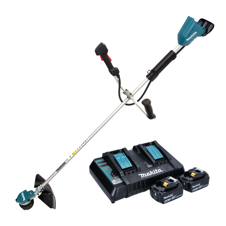 Desbrozadora de batería Makita DUR 368 APM 36 V (2 x 18 V) bimando sin escobillas + 2x batería 4,0 Ah + cargador